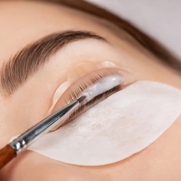 Lash lift treatment close up